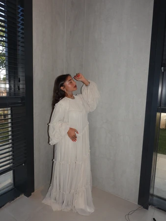 שמלת אלה- ירוק בז'